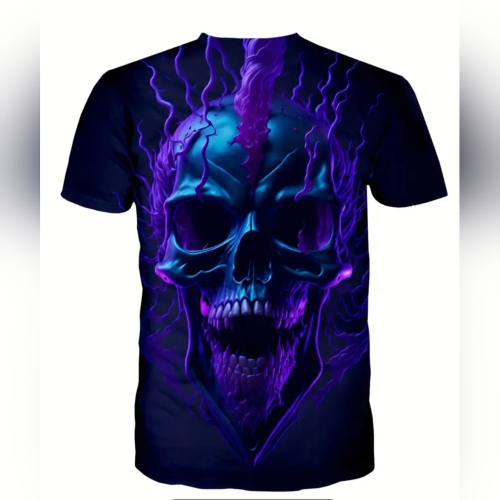 MENS BLACK MULTI SKULL 3D GRAPHIC TEE
